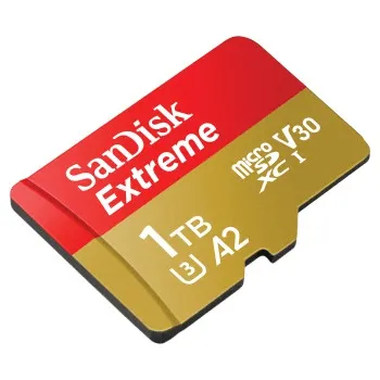 SanDisk Extreme microSDXC 1 TB + SD Adapter190 MB/s and 130 MB/s A2 C10 V30 UHS-I U3 85235110