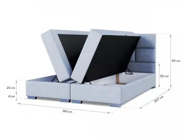 FDM Manželská posteľ PORTLAND Boxspring | sivá 160 x 200 cm