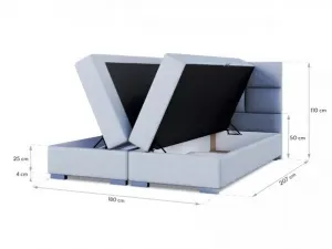 FDM Manželská posteľ PORTLAND Boxspring | sivá 180 x 200 cm