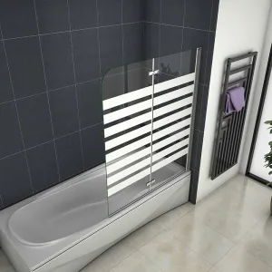 H K - Vaňová zástena S22 STRIPE 120x140cm - dvojdielna sklopná, číre sklo so vzorom, pravý variant SE-S22STRIPE120R