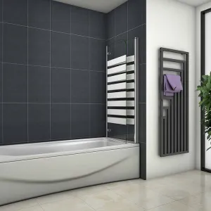 H K - Vaňová zástena S22 STRIPE 120x140cm - dvojdielna sklopná, číre sklo so vzorom, pravý variant SE-S22STRIPE120R
