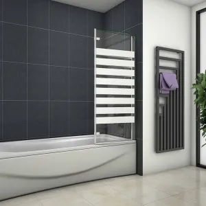 H K - Vaňová zástena S22 STRIPE 120x140cm - dvojdielna sklopná, číre sklo so vzorom, pravý variant SE-S22STRIPE120R