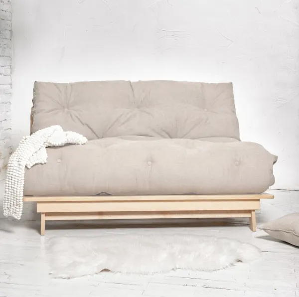 MarLiving Skladacia futonová pohovka LAYTI 01 140 cm z masívu/modrá