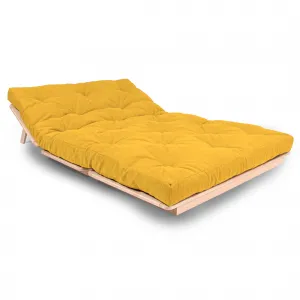 MarLiving Skladacia futonová pohovka LAYTI 01 140 cm z masívu/žltá