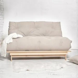 MarLiving Rozkladacia futonová pohovka LAYTI 01 140 cm z masívu/krémová