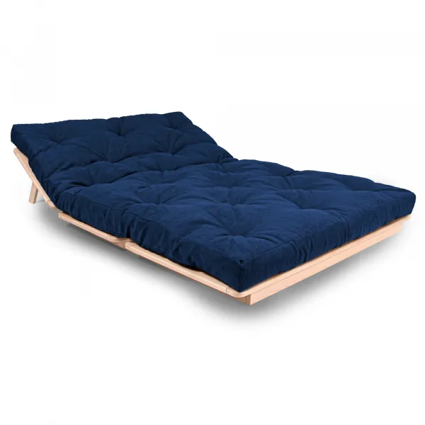MarLiving Skladacia futonová pohovka LAYTI 01 140 cm z masívu/modrá