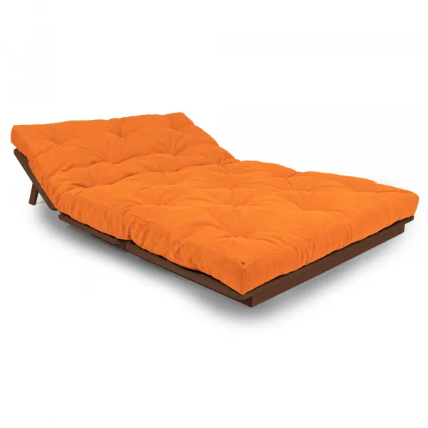MarLiving Skladacia futonová pohovka LAYTI 03 140 cm z masívu/oranžová