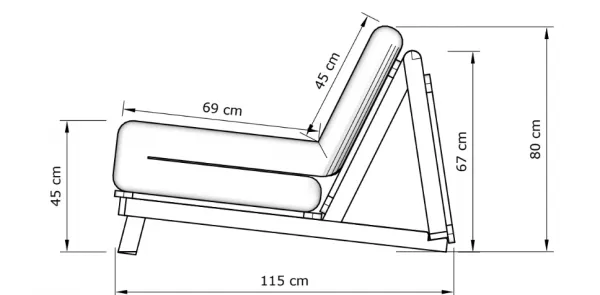 MarLiving Skladacie kreslo futon LAYTI 02 90 cm z masívu/krémové