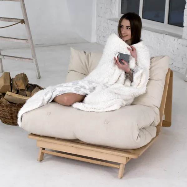 MarLiving Skladacie kreslo futon LAYTI 02 90 cm z masívu/krémové