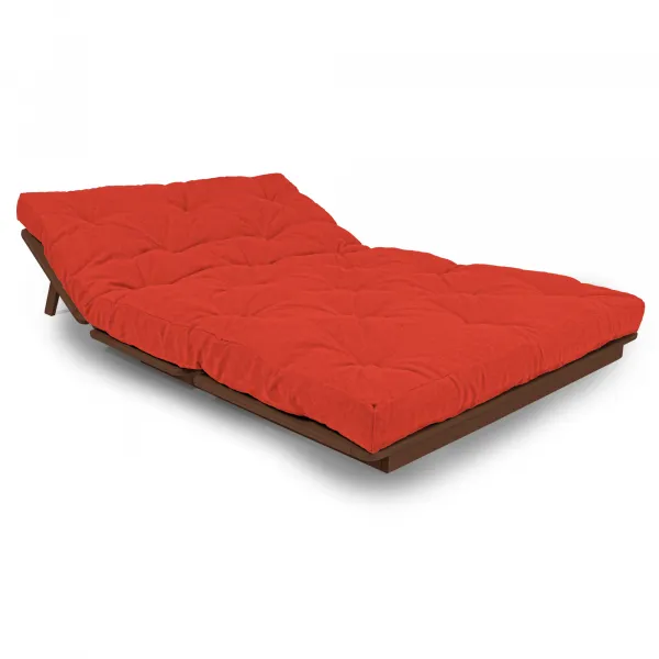 MarLiving Skladacia futonová pohovka LAYTI 03 140 cm z masívu/červená