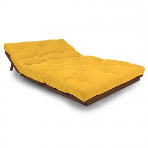 MarLiving Rozkladacia futonová pohovka LAYTI 03 140 cm z masívu/žltá