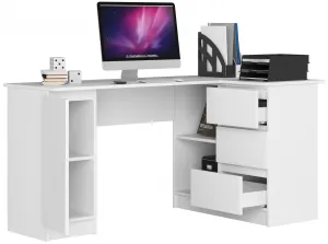 Ak furniture Rohový písací stôl B20 155 cm bílý pravý