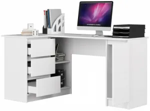 Ak furniture Rohový písací stôl B20 155 cm biely ľavý