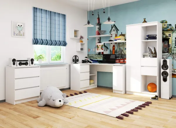 Ak furniture Rohový písací stôl B20 155 cm biely ľavý