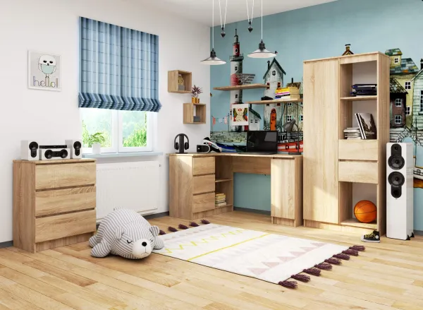 Ak furniture Rohový písací stôl B20 155 cm dub sonoma ľavý