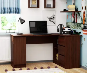 Ak furniture Rohový písací stôl B20 wenge pravý