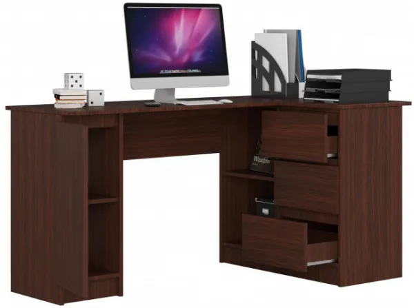 Ak furniture Rohový písací stôl B20 wenge pravý
