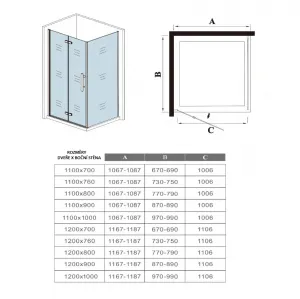 H K - Sprchovací kút MELODY B8 70x70 cm so zalamovacími dverami SE-MELODYB87070