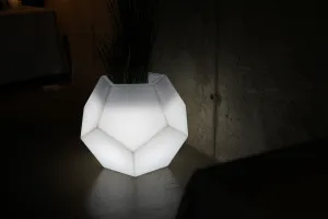 Wellhox Biely záhradný kvetináč Alma s osvetlením