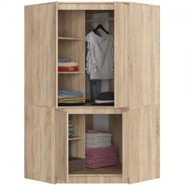 Ak furniture Rohová šatní skříň CLP 100 cm 4D dub sonoma