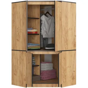 Ak furniture Rohová šatní skříň CLP 100 cm 4D dub craft