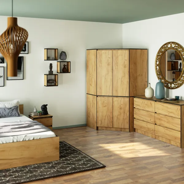 Ak furniture Rohová šatní skříň CLP 100 cm 4D dub craft
