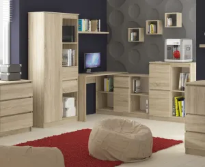 Ak furniture Rohový psací stůl B-17 s komodou dub sonoma