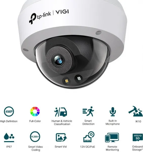 TP-Link VIGI C240(2.8mm) [VIGI 4MP plnobarevná kopulovitá síťová kamera]