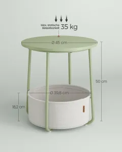 SONGMICS Odkládací stolek Vasagle Moris zelený/béžový