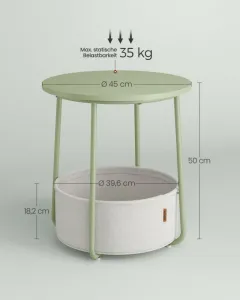 SONGMICS Odkládací stolek Vasagle Moris zelený/béžový
