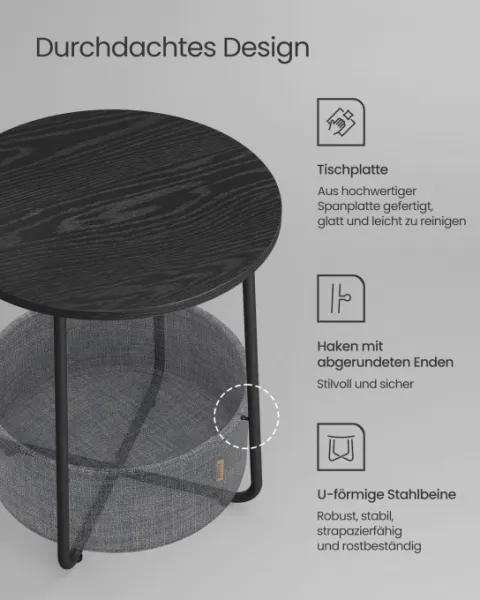SONGMICS Odkládací stolek Vasagle Moris černý/šedý