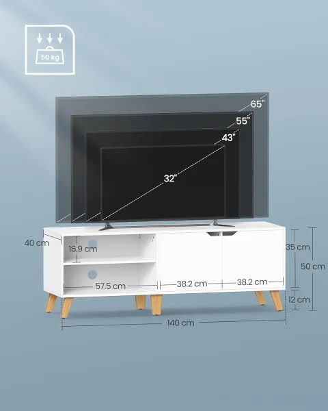 SONGMICS TV stolek Vasagle Indigo bílý