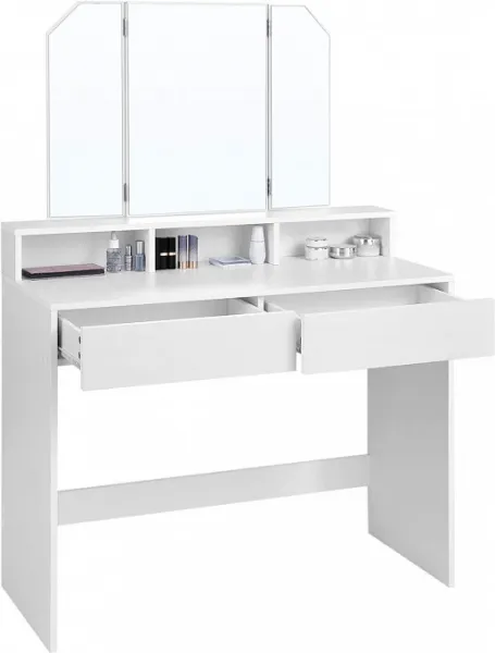 VASAGLE Toaletný stolík so zrkadlom 100x40x142 cm biely