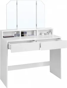 VASAGLE Toaletný stolík so zrkadlom 100x40x142 cm biely