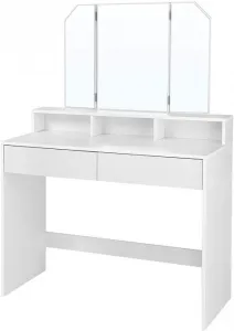 VASAGLE Toaletný stolík so zrkadlom 100x40x142 cm biely
