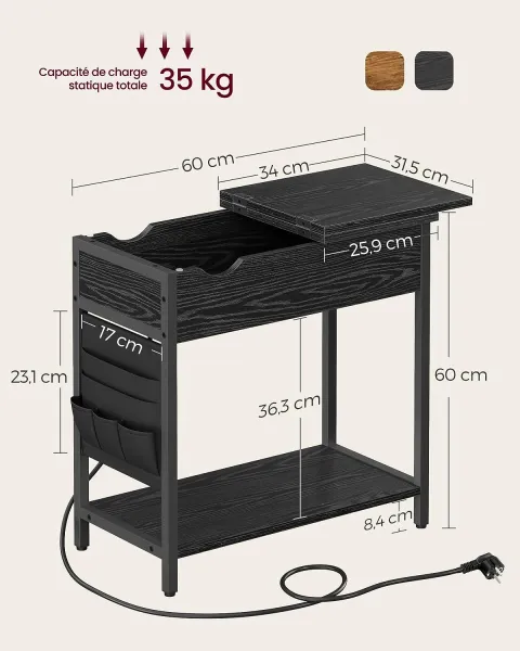 Príručný stolík so zásuvkami LET311B56