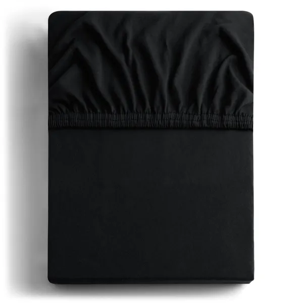Bavlnené jersey prestieradlo s gumou DecoKing Amber čierne, veľkosť 160-180x200+30