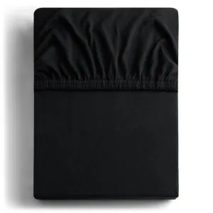 Bavlnené jersey prestieradlo s gumou DecoKing Amber čierne, veľkosť 160-180x200+30