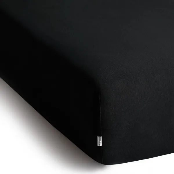 Bavlnené jersey prestieradlo s gumou DecoKing Amber čierne, veľkosť 160-180x200+30