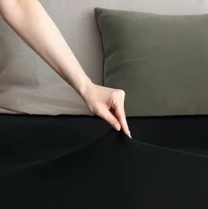 Bavlnené jersey prestieradlo s gumou DecoKing Amber čierne, veľkosť 160-180x200+30
