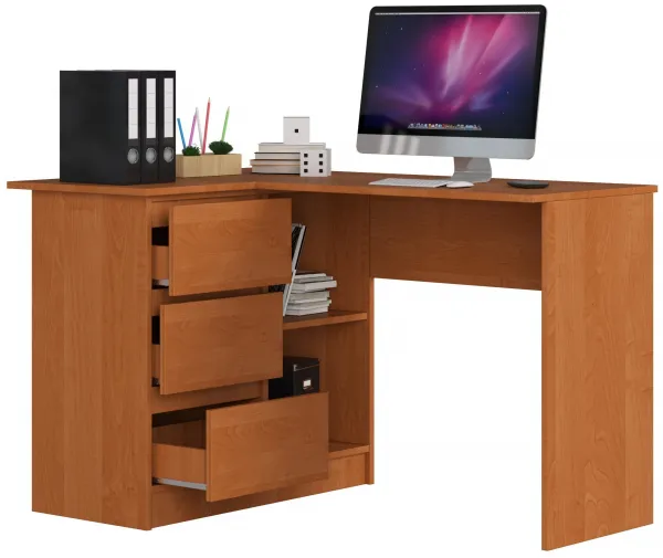 Ak furniture Rohový písací stôl B16 124 cm jelša ľavý