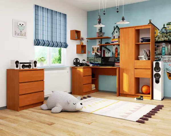 Ak furniture Rohový písací stôl B16 124 cm jelša ľavý