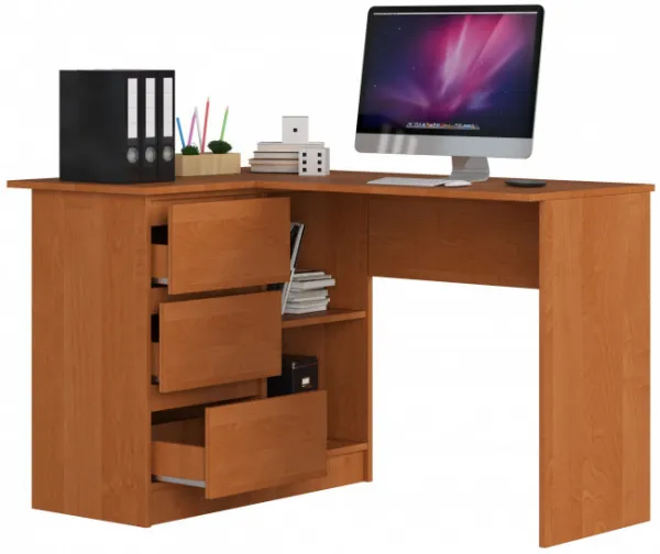 Ak furniture Rohový písací stôl B16 124 cm jelša ľavý
