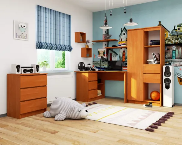 Ak furniture Rohový písací stôl B16 124 cm jelša ľavý