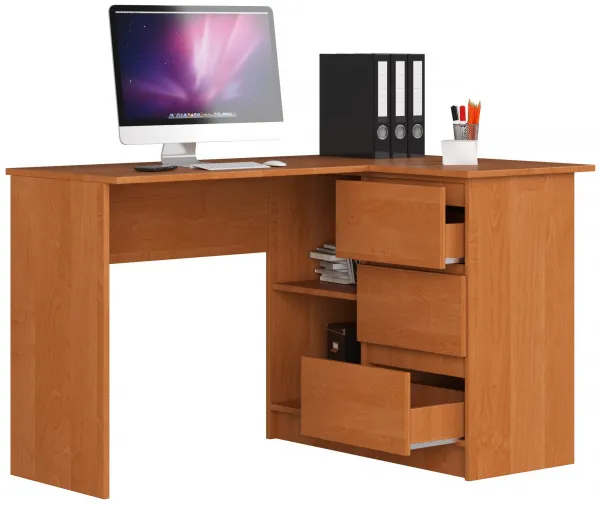 Ak furniture Rohový písací stôl B16 124 cm jelša pravý