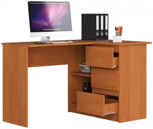 Ak furniture Rohový písací stôl B16 124 cm jelša pravý
