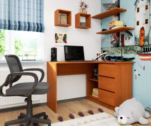 Ak furniture Rohový písací stôl B16 124 cm jelša pravý