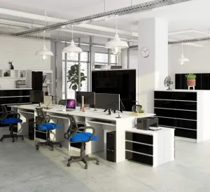 Ak furniture Volně stojící psací stůl CLP 135 cm bílý/černý lesk
