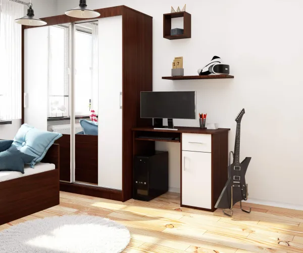 Ak furniture Volně stojící psací stůl Pin 90 cm wenge/bílý