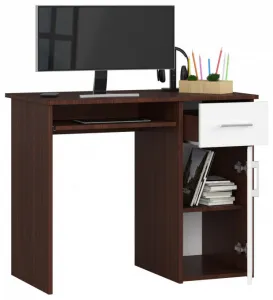 Ak furniture Volně stojící psací stůl Pin 90 cm wenge/bílý